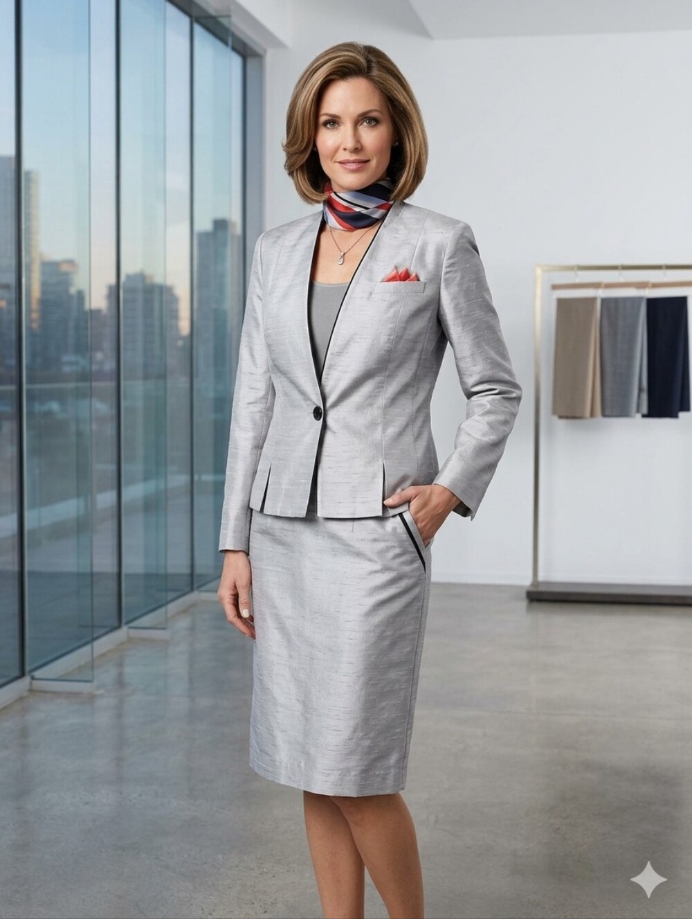 SHERBET USA WOMENS 2 PC. SUIT A BEAUTIFUL SILVER  "SEE DISCRIPTION !!!